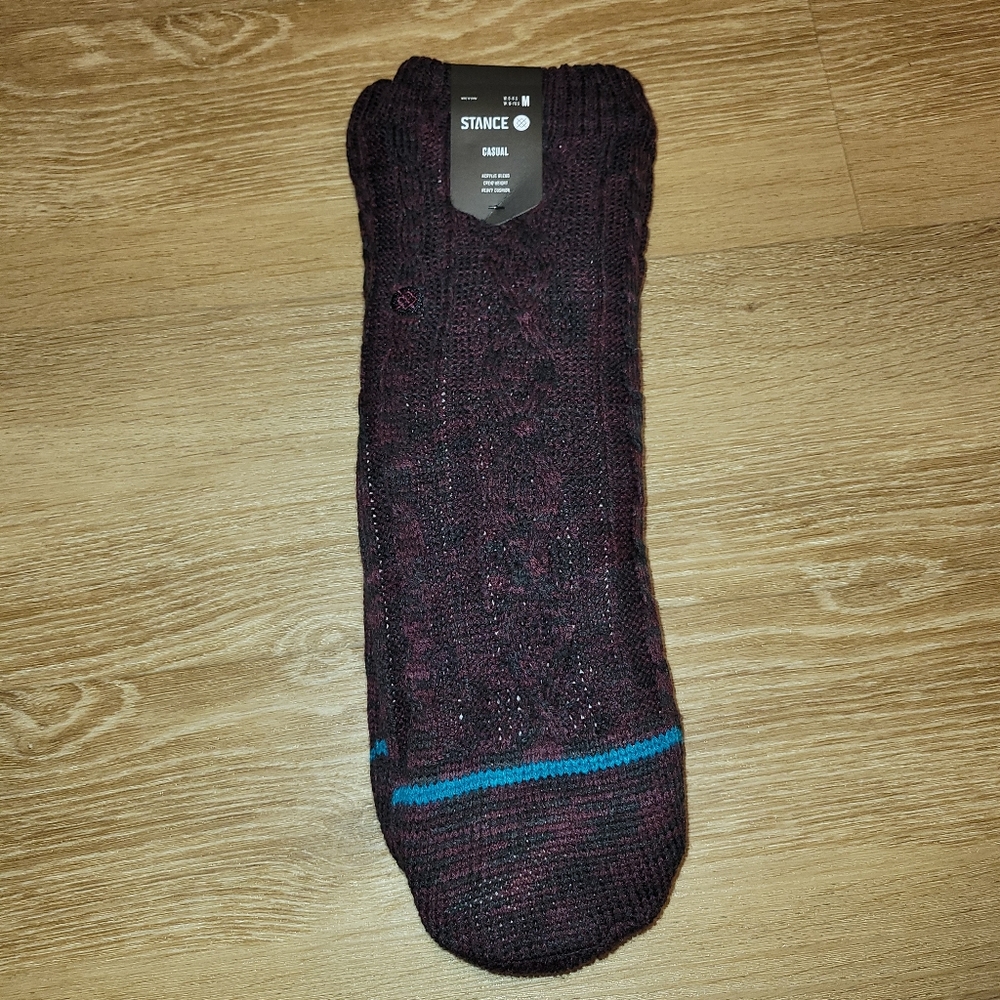 Stance Sherpa Lined Slipper Socks Crew Burgundy Unisex Men's Medium Size 6-8.5